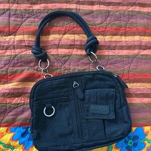 Black Shoulder Bag, Silver Hardware, Insane Amount of Storage, Knotted Strap